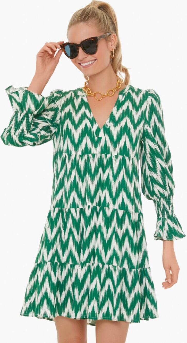 Pomander Place X Tuckernuck Ikat Kenzo Mini Dress Womens XS Green Empire Waist